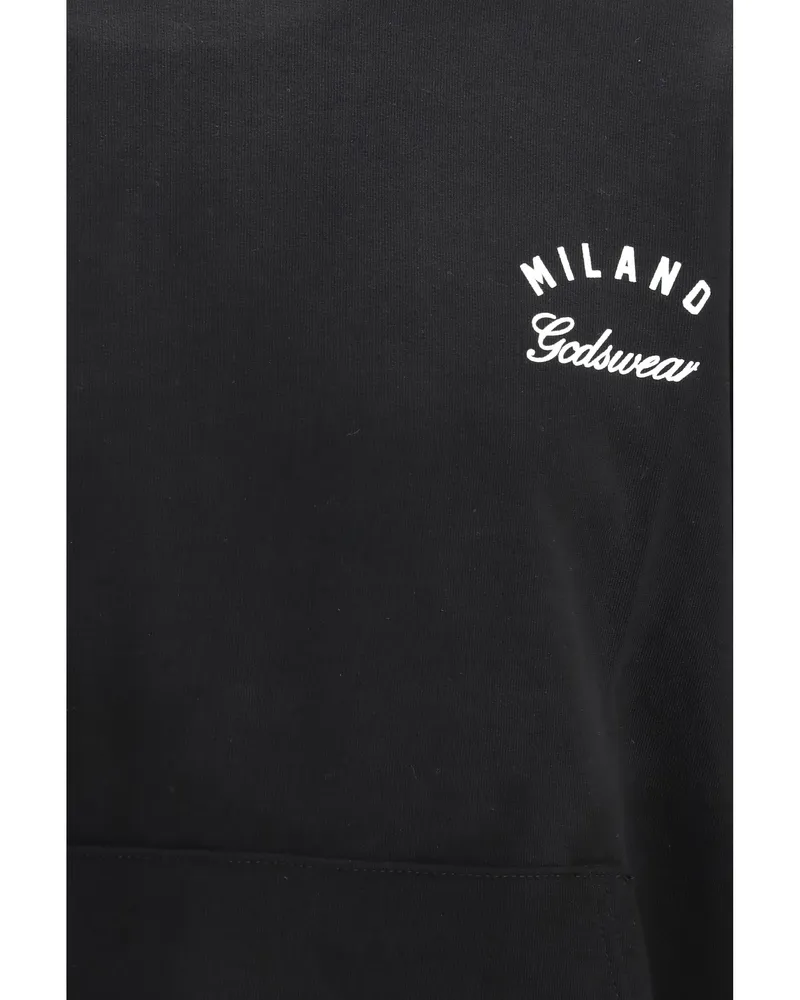 GCDS Hooded Cotton Sweatshirt — Black Black