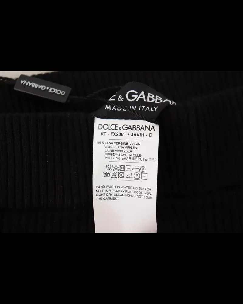 Dolce & Gabbana Women's Black High Waist Stretch Pants Tights Wool Black