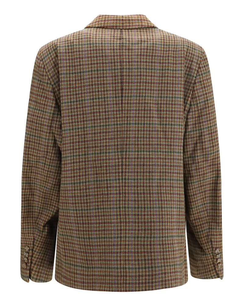 Ganni Checked Twill Recycled Wool Blazer — Multicolor Multicolor