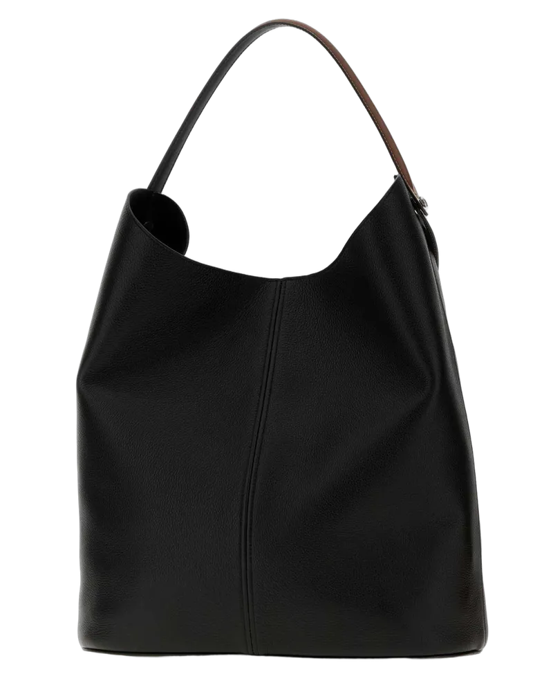 Maison Margiela Women's Black Leather Dress-Age Shopping Bag Blackchestnutblack Borse A Mano Black