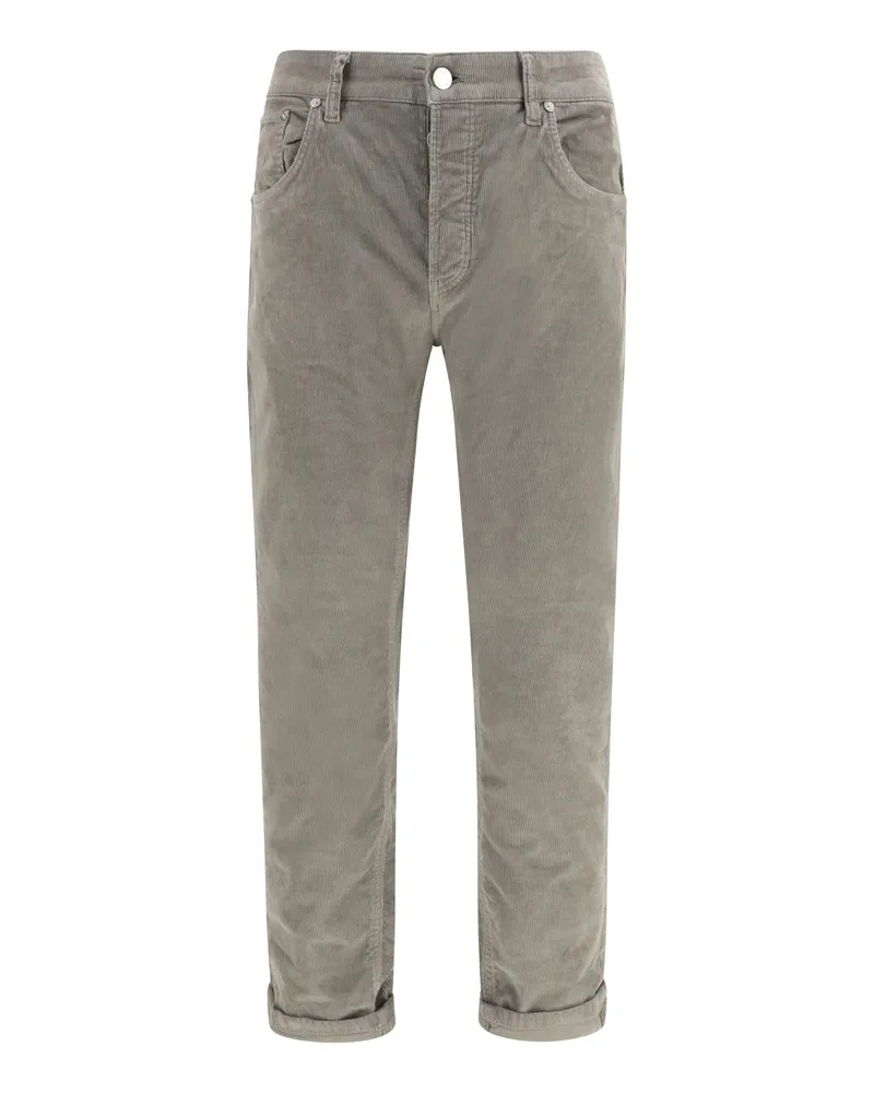 PT TORINO Corduroy Straight-Fit Trousers — Gray Gray