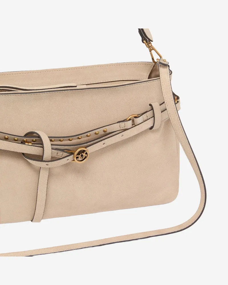 Pinko Women's Shoulder Bag Suede Beige Beige