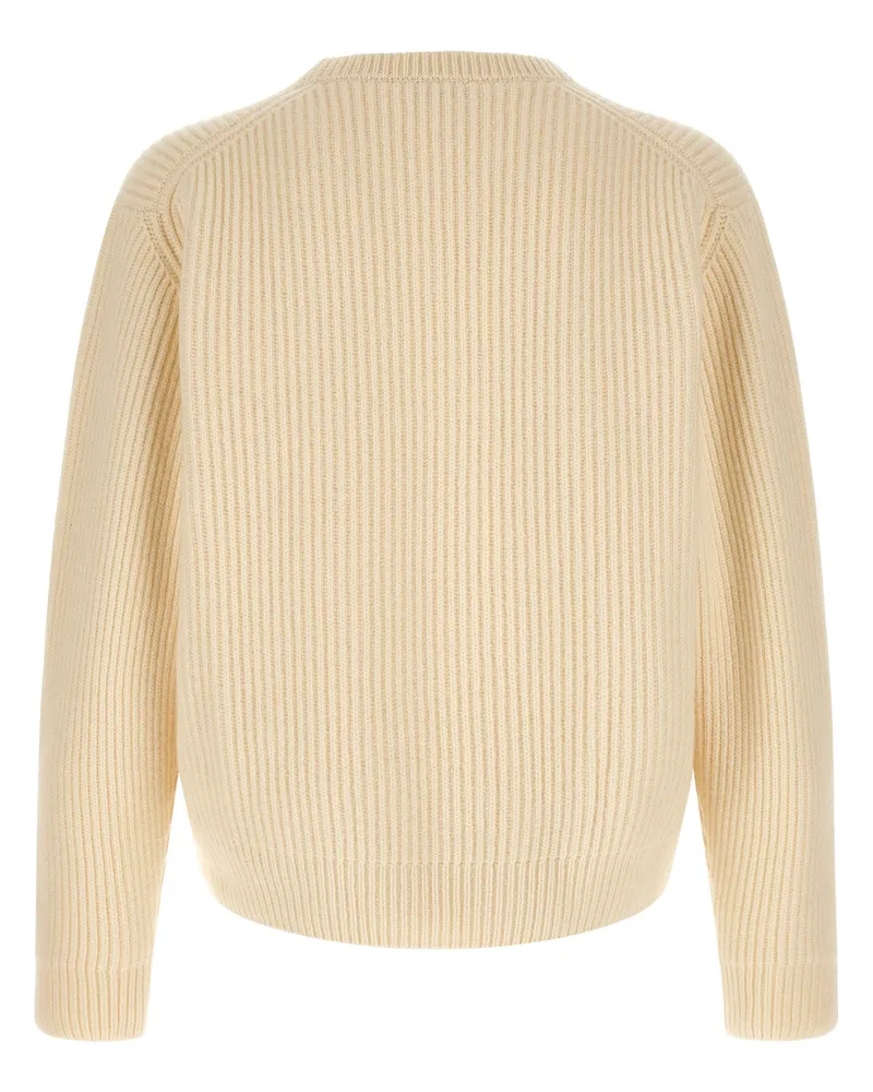 Jil Sander Fisherman's Rib Wool Sweater — Cream Cream