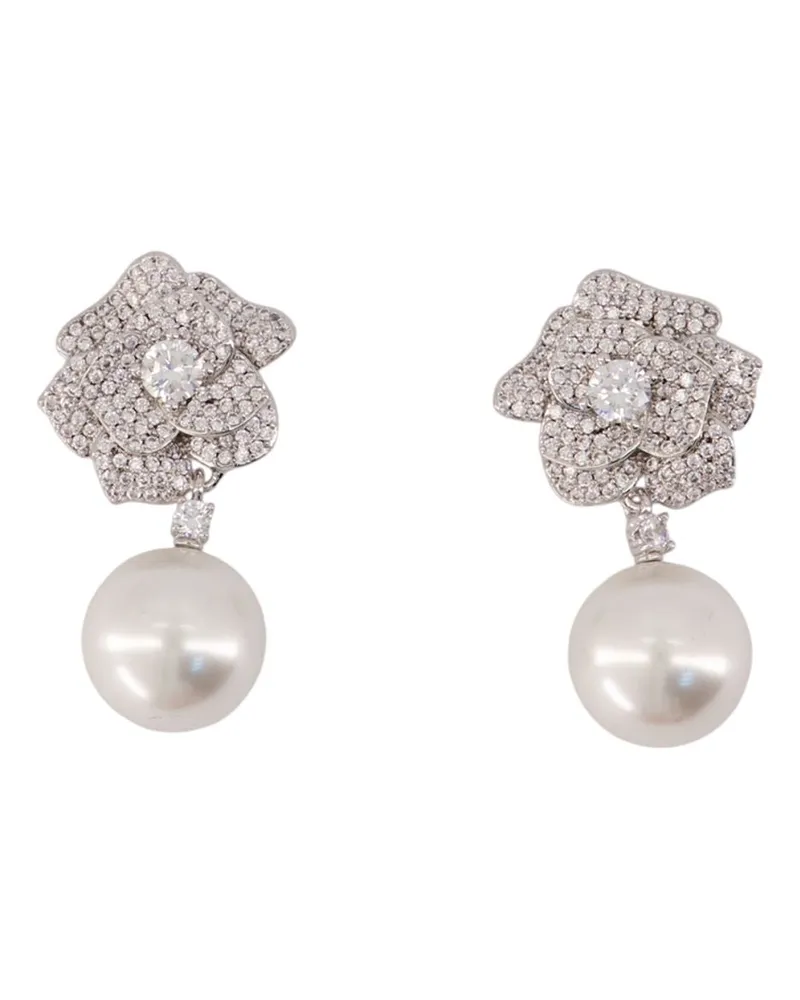 Self-Portrait Women's Mini Crystal Flower Earrings Self Portrait Pearl Silver Jewelry-Watches Silver
