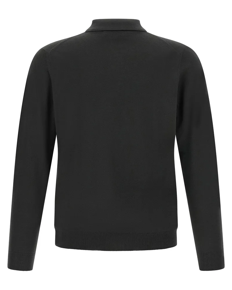 Zanone Flexwool Virgin Wool Polo Shirt — Black Black