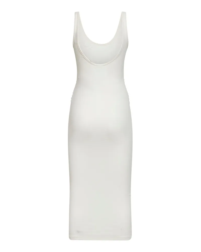 MC2 Saint Barth Women's Midi Tank Dress Jennifer White Ribbed Jersey Cotton White