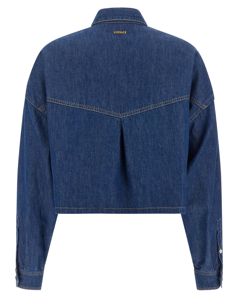 Versace Women's Blue Cotton Blouse Blue