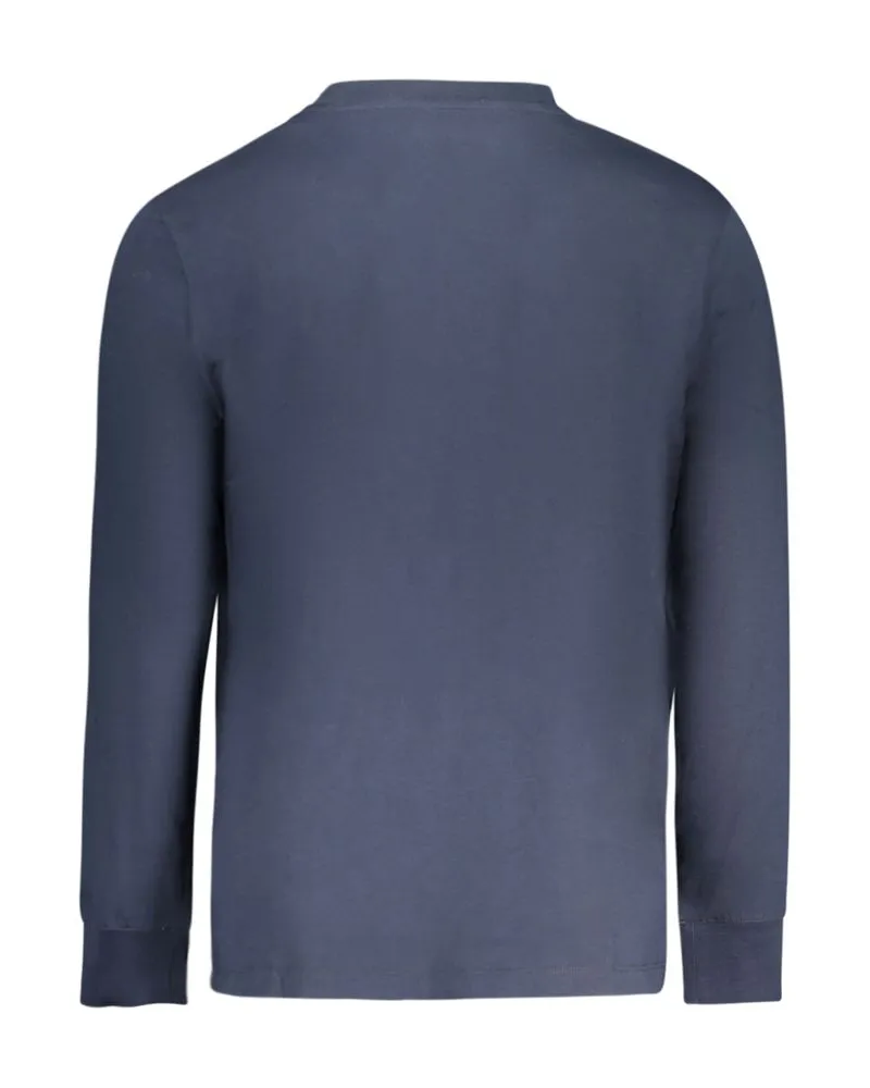 Timberland Embroidered Logo Cotton Long-Sleeve T-Shirt — Blue Blue