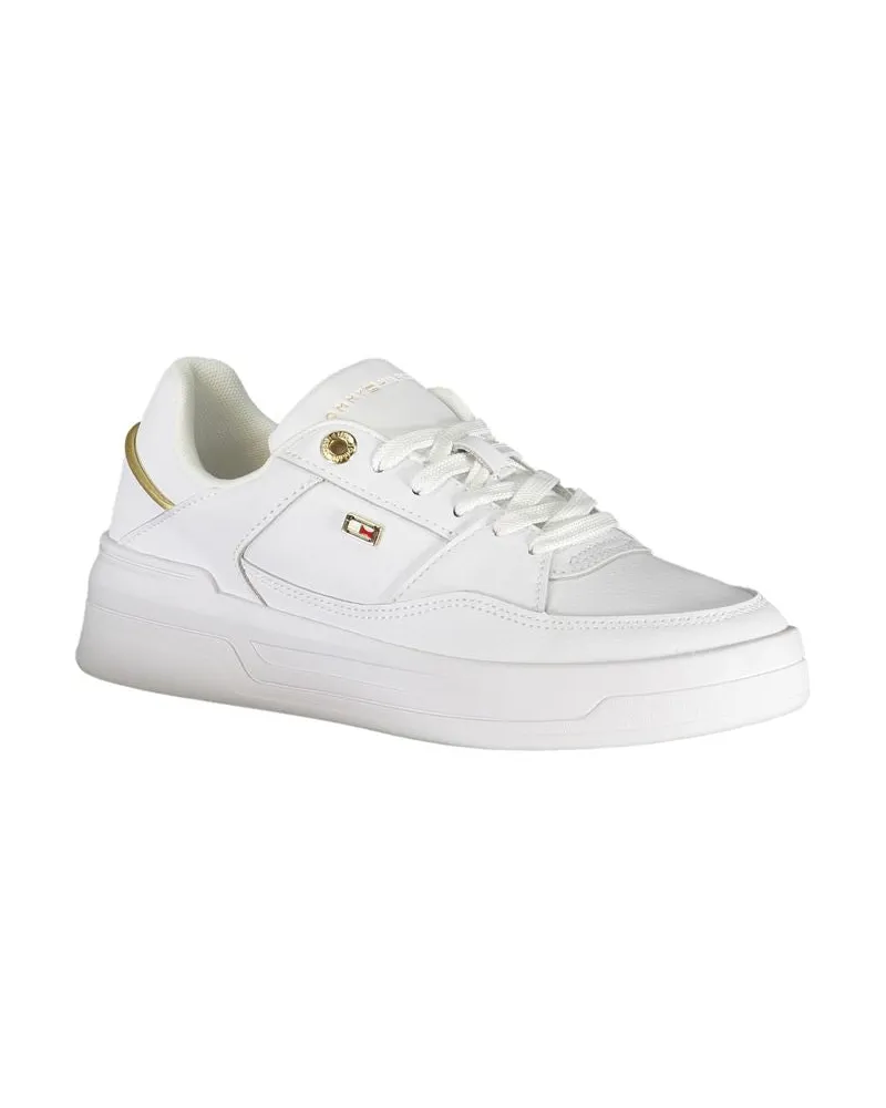 Tommy Hilfiger Polyurethane with Gold Details Sneaker — White White