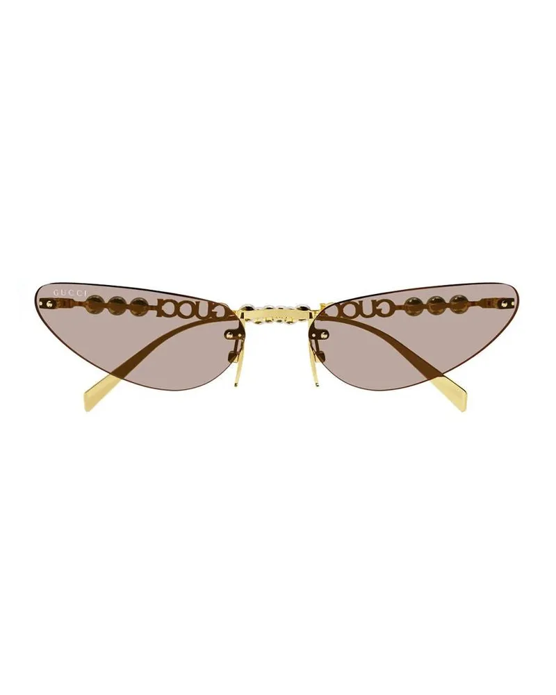 Gucci Unisex Sunglasses Metallic Metal Gold