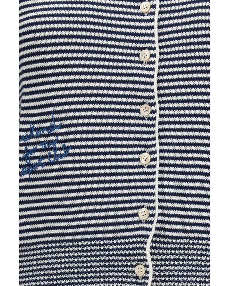 Max Mara Women Cotton Cardigan With Intarsia Multicolour Jacket Navy