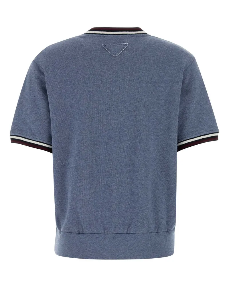 Prada Women's Cerulean Blue Cotton T-Shirt Avio Melange Exterior Exterior: T-shirts And Polos Blue