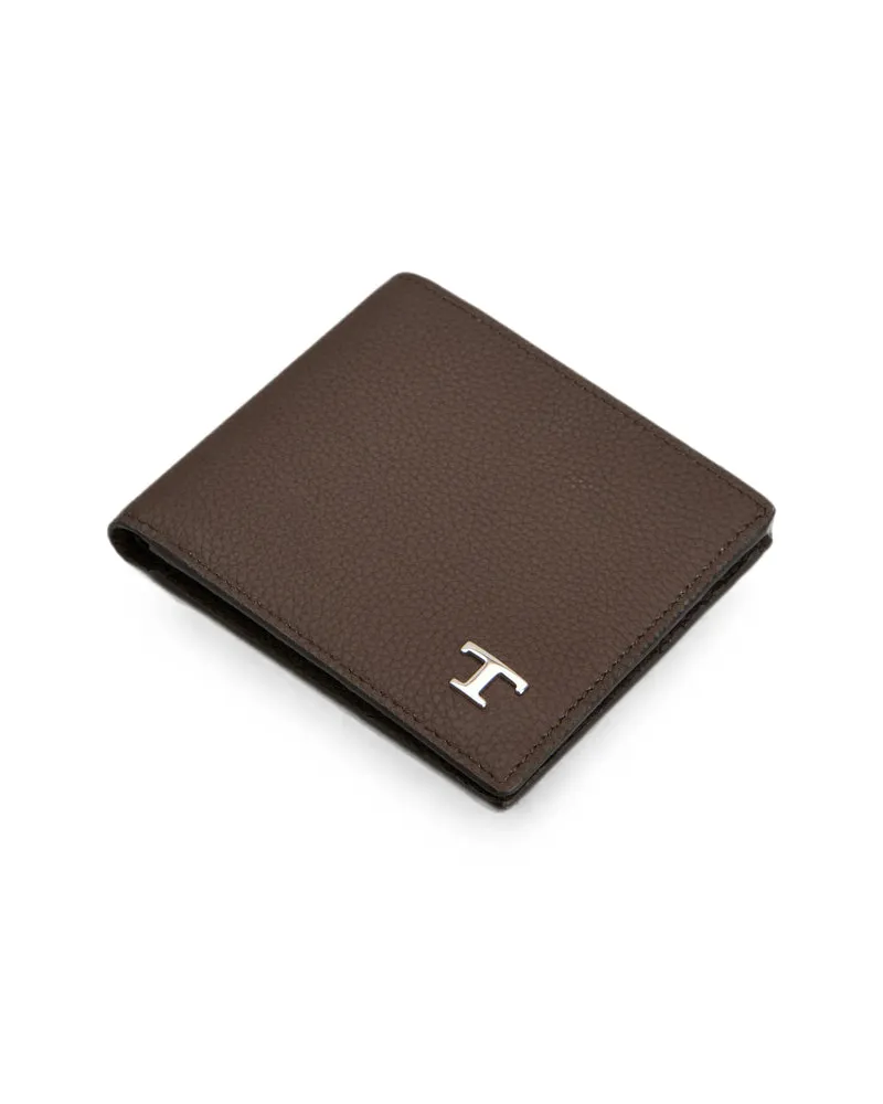 TOD'S Pebbled Calfskin Wallet — Brown Brown