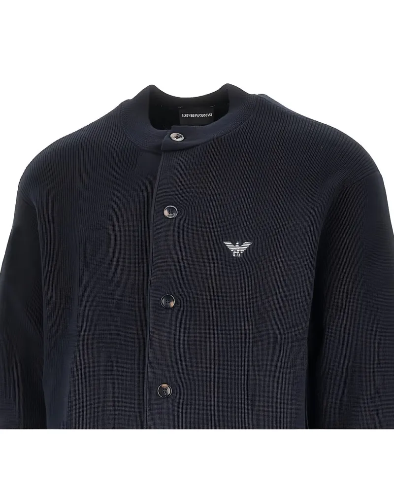 Emporio Armani Ribbed Knit Cardigan — Navy Navy