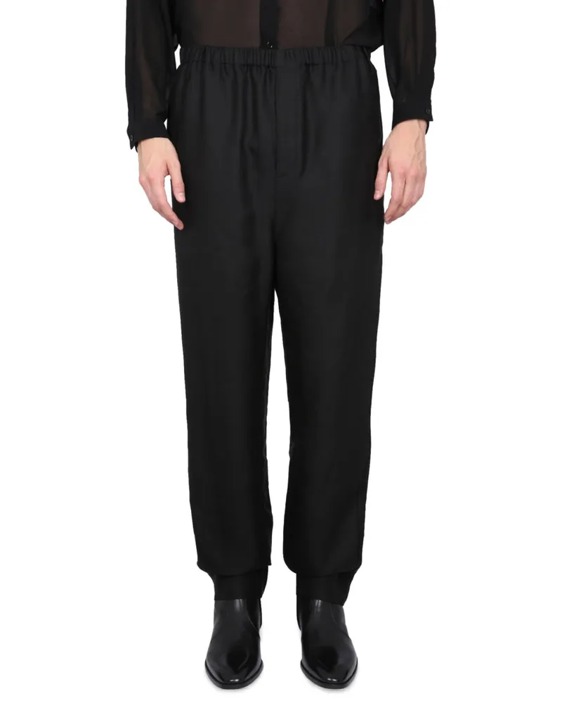 Saint Laurent High-Waist Viscose Trousers — Black Black