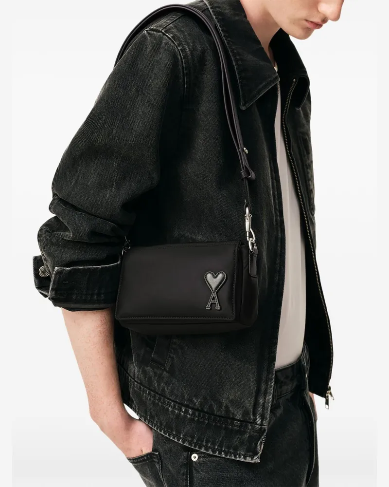 AMI Paris Padded Canvas Crossbody Bag — Black Black