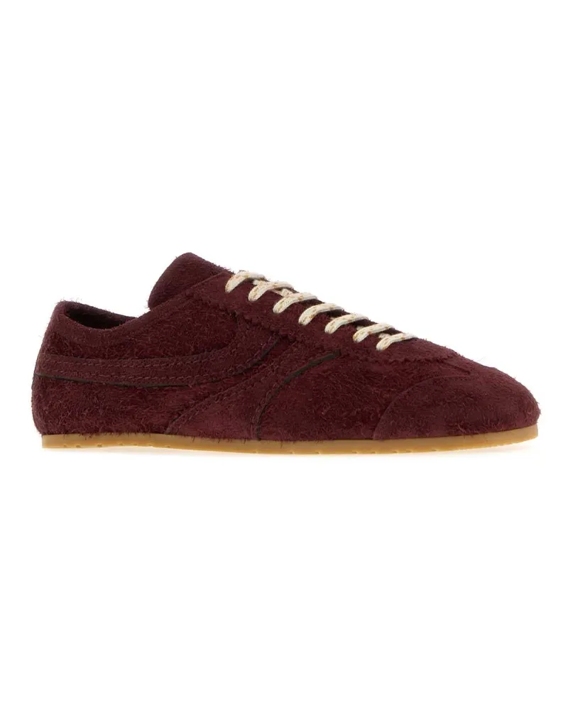 Dries van Noten Suede Low-Top Sneaker — Burgundy Burgundy