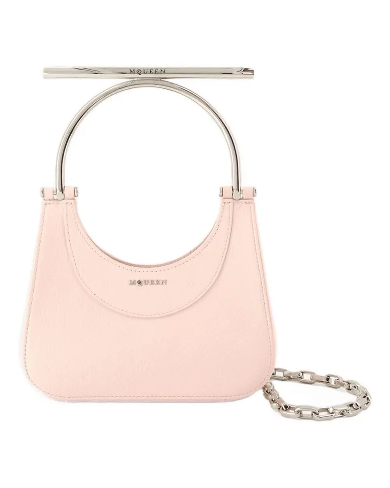 Alexander McQueen Women's Mini Cross Bar Purse -  Leather Pink Lambskin Bags Handbags-Purses Pink