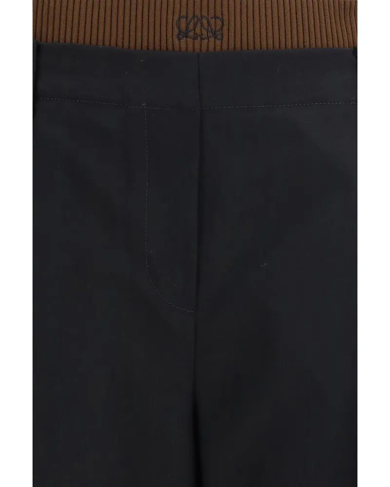 Loewe Wide-Leg Wool Trousers — Black Black