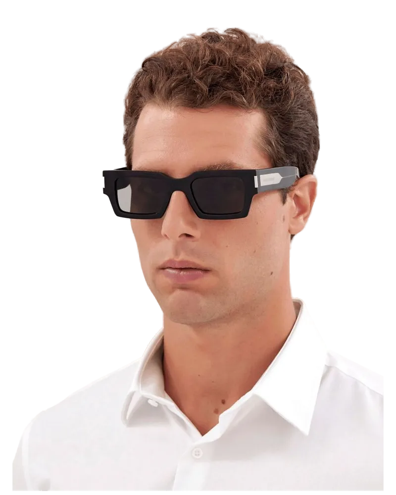 Saint Laurent Unisex Sunglasses Black-Grey Recycled Acetate Eyewear - Black/grey Black