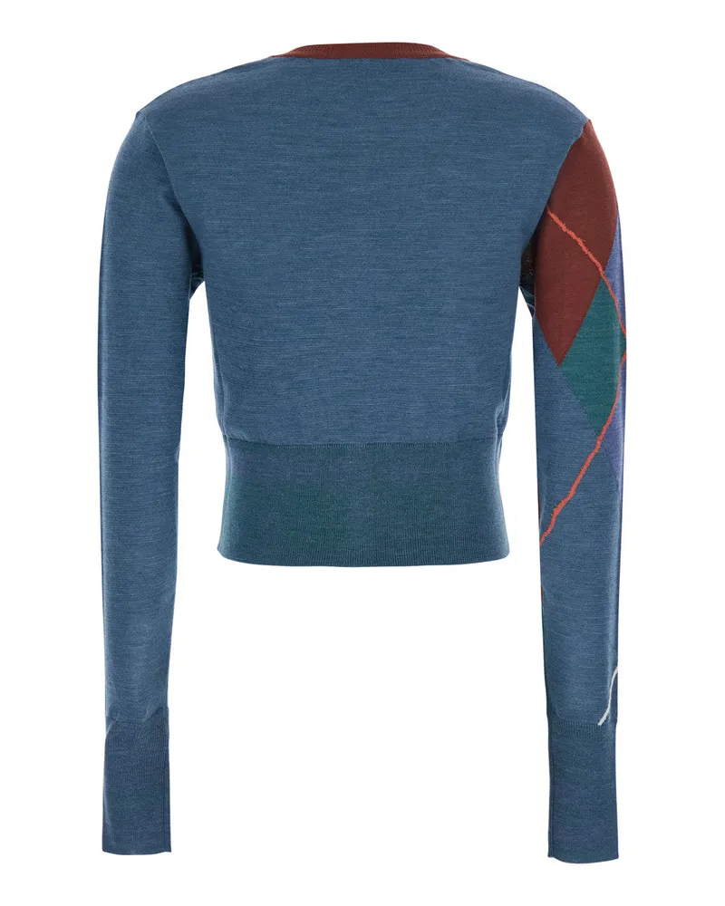 Vivienne Westwood Argyle-Patterned Wool Cardigan — Blue Blue