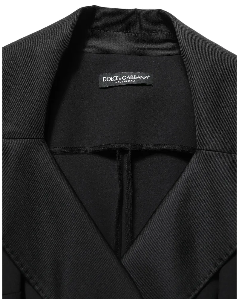 Dolce & Gabbana Women Black Nylon Double Breasted Coat Jacket Silk Elastane Polyester Clothing Black