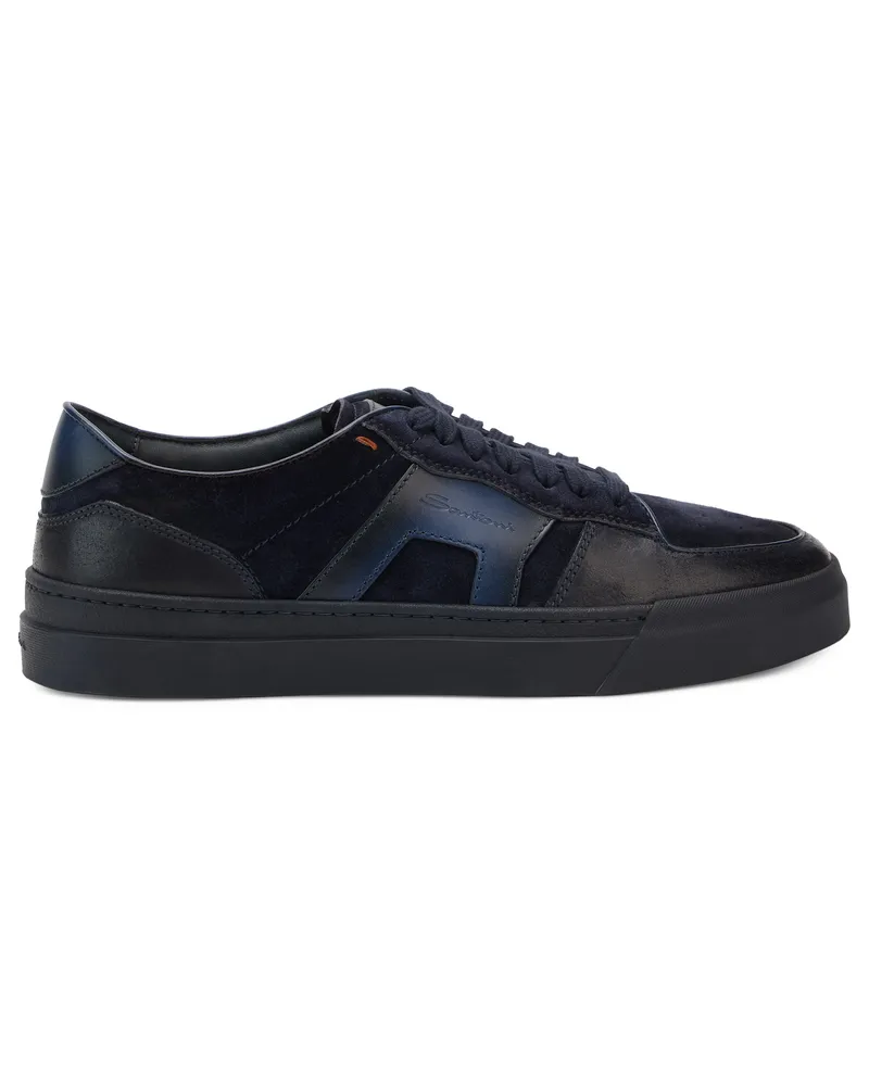 Santoni Calfskin Leather Sneaker — Blue Blue