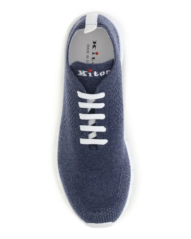 Kiton Men's Fabric Sneakers Indigo Upper: Trainers Navy