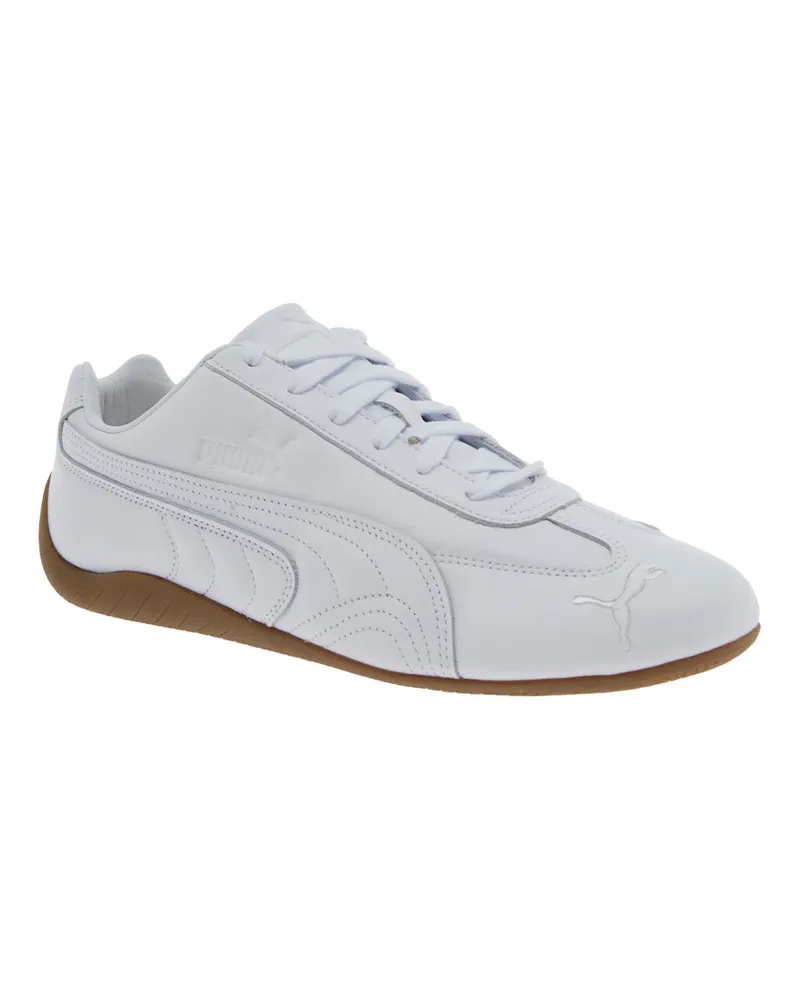 Puma Unisex White Low Top Sneakers With Embossed Logo Leather Trainers White