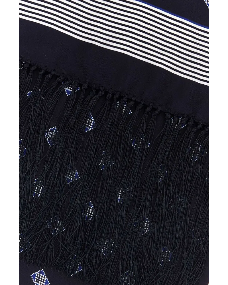 BODE Men's Printed Silk Scarf Navyblue Exterior: Sciarpe E Foulard Scarfs Navy