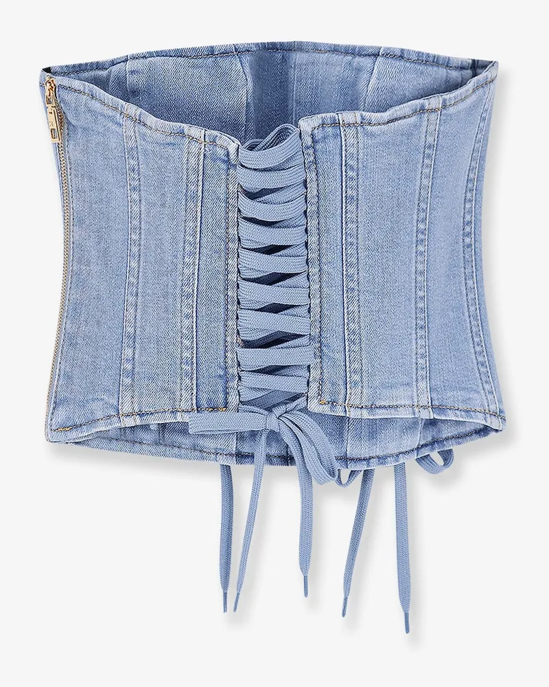 Elisabetta Franchi Women's Urban Denim Bustier Blue Cotton T-Shirts & Jerseys Blue