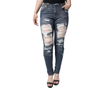 Distressed Stretch Denim Jeans — Blue