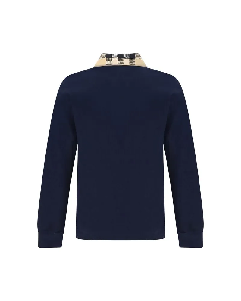 Burberry Men Blue Cotton Polo Shirt Navy