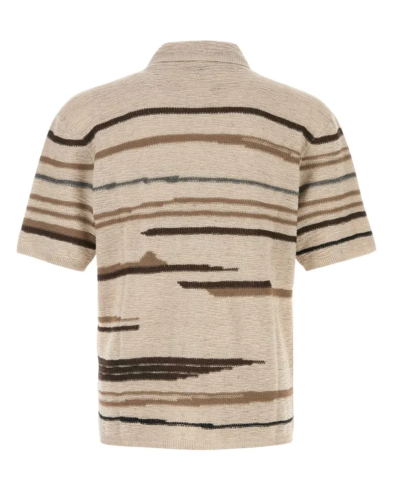 Bottega Veneta Men's Embroidered Cotton Blend Polo Shirt Multi Beige