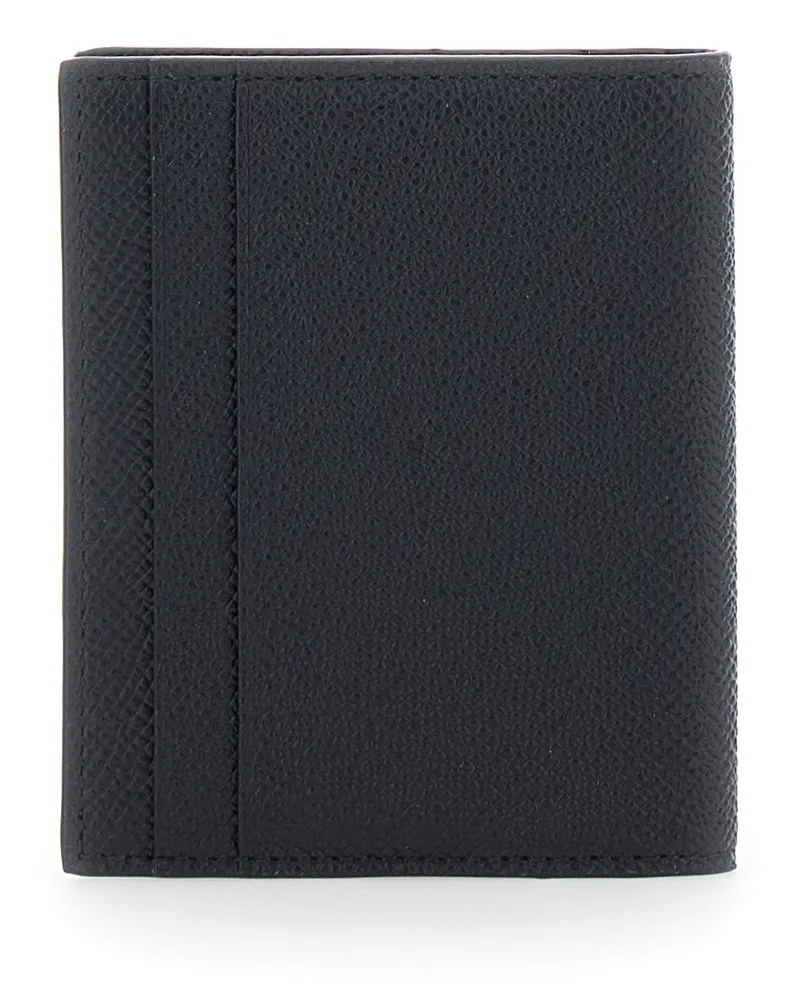 Ferragamo Men's Card Holder Micro Gancini Black Bi-Fold Calf Leather Accessory Black