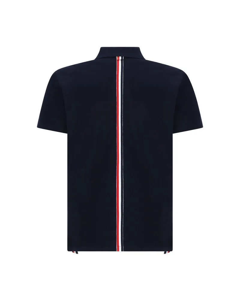 Thom Browne Men's Blue Cotton Polo Shirt Navy