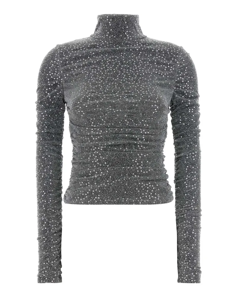 Dolce & Gabbana Sequin-Embellished Jersey Top — Silver Silver