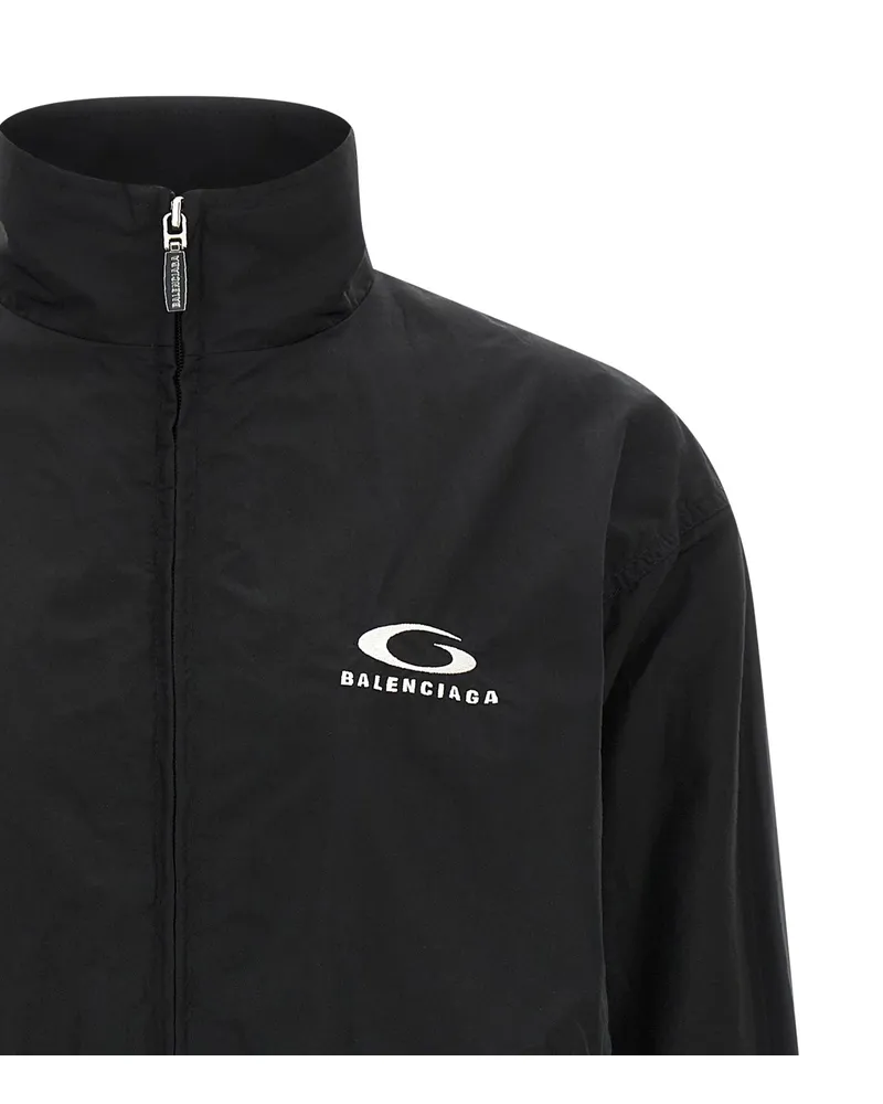 Balenciaga Logo-Embroidered Cotton Bomber Jacket — Black Black
