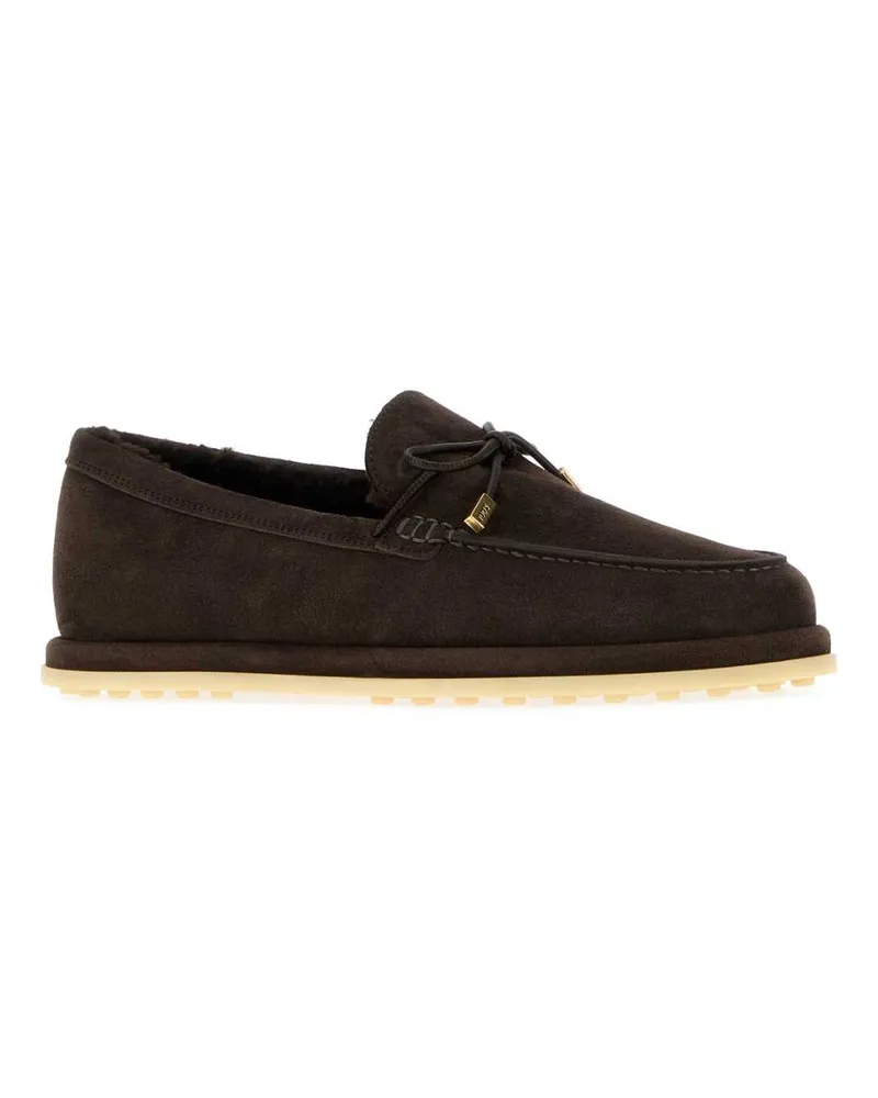 TOD'S Women's Dark Brown Suede Loafers 9999 Mocassini Brown