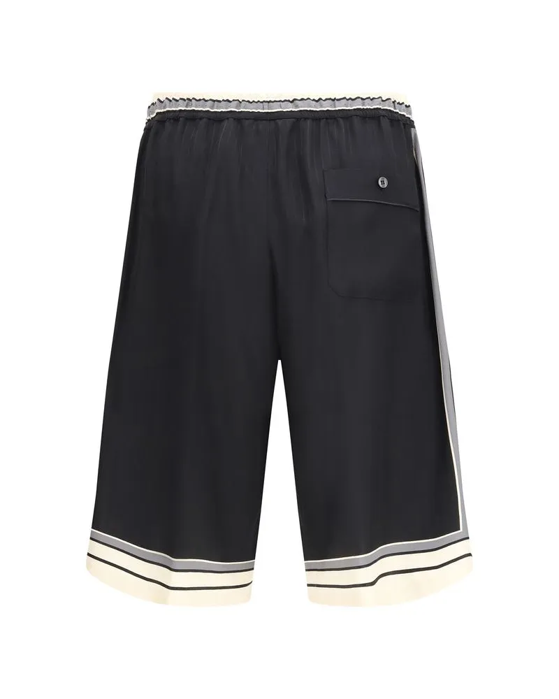 Dolce & Gabbana Men Black Silk Bermuda Shorts Black