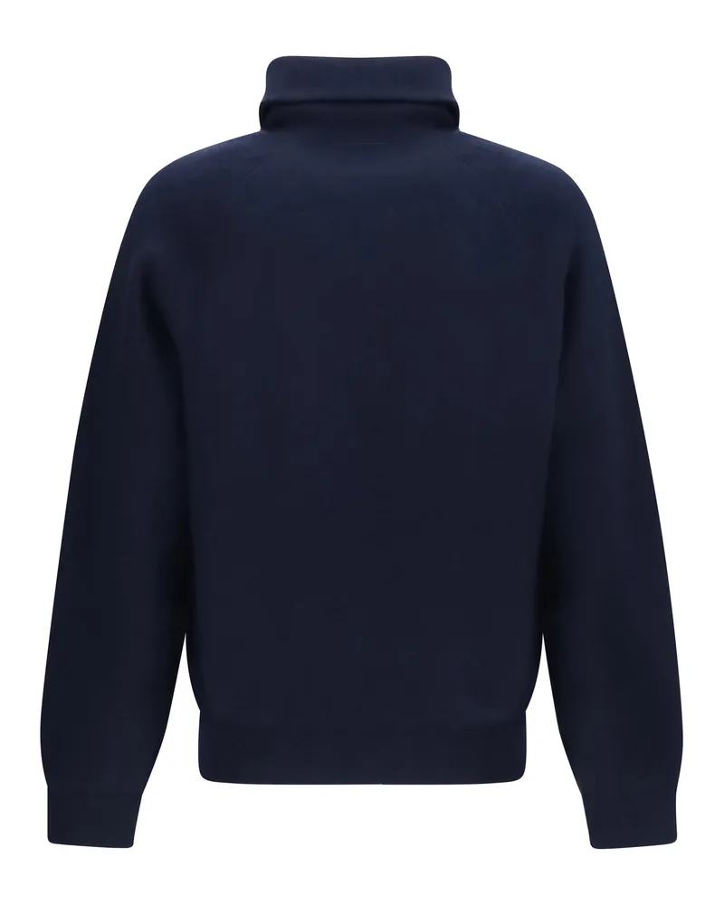 Prada Half-Zip Wool and Cashmere Sweater — Navy Navy