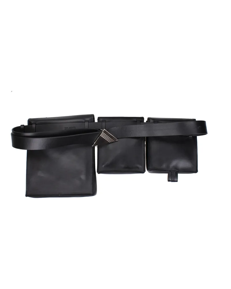 ATTICO Leather Multi-Compartment Belt Bag — Black Black