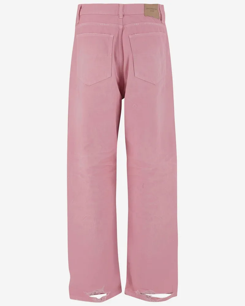 Balenciaga Women's Cotton Denim Jeans Pink Pink
