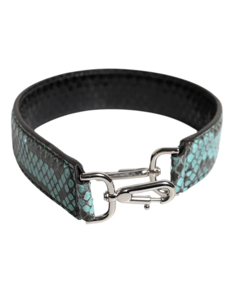 Dolce & Gabbana Women's Black Blue Exotic Leather Bag Shoulder Strap And Python Black