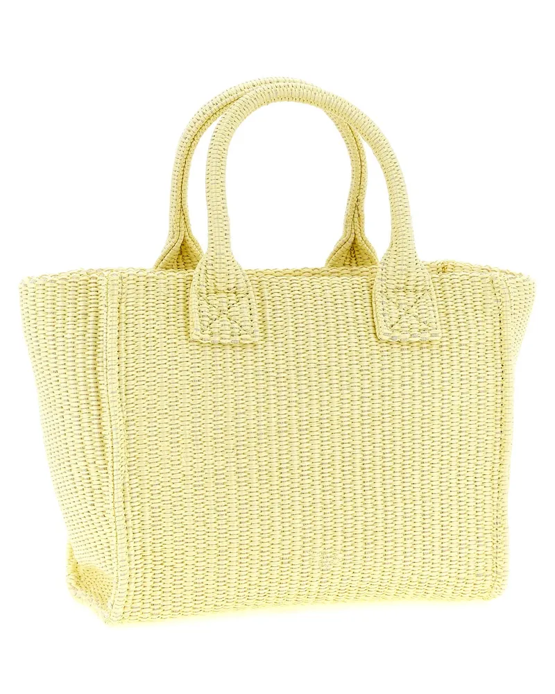 Pinko Woven Raffia with Embroidered Detail Tote Bag — Yellow Yellow