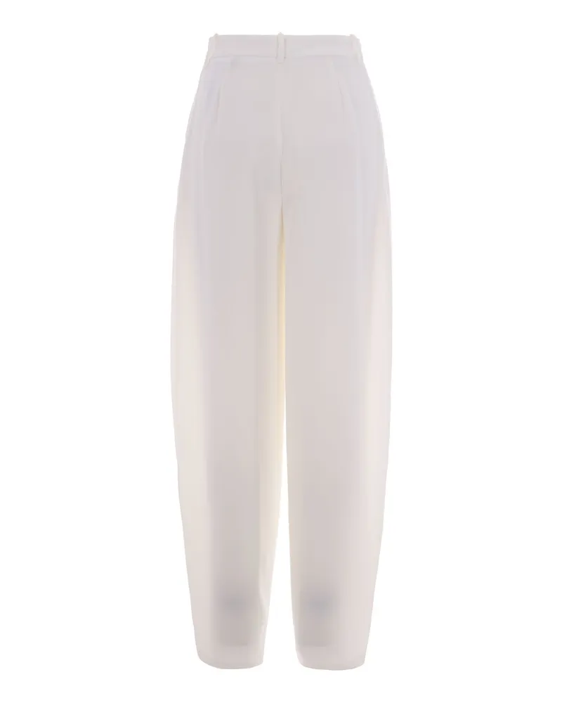 Elisabetta Franchi Women's Trousers Crepe, Ivory Polyester White