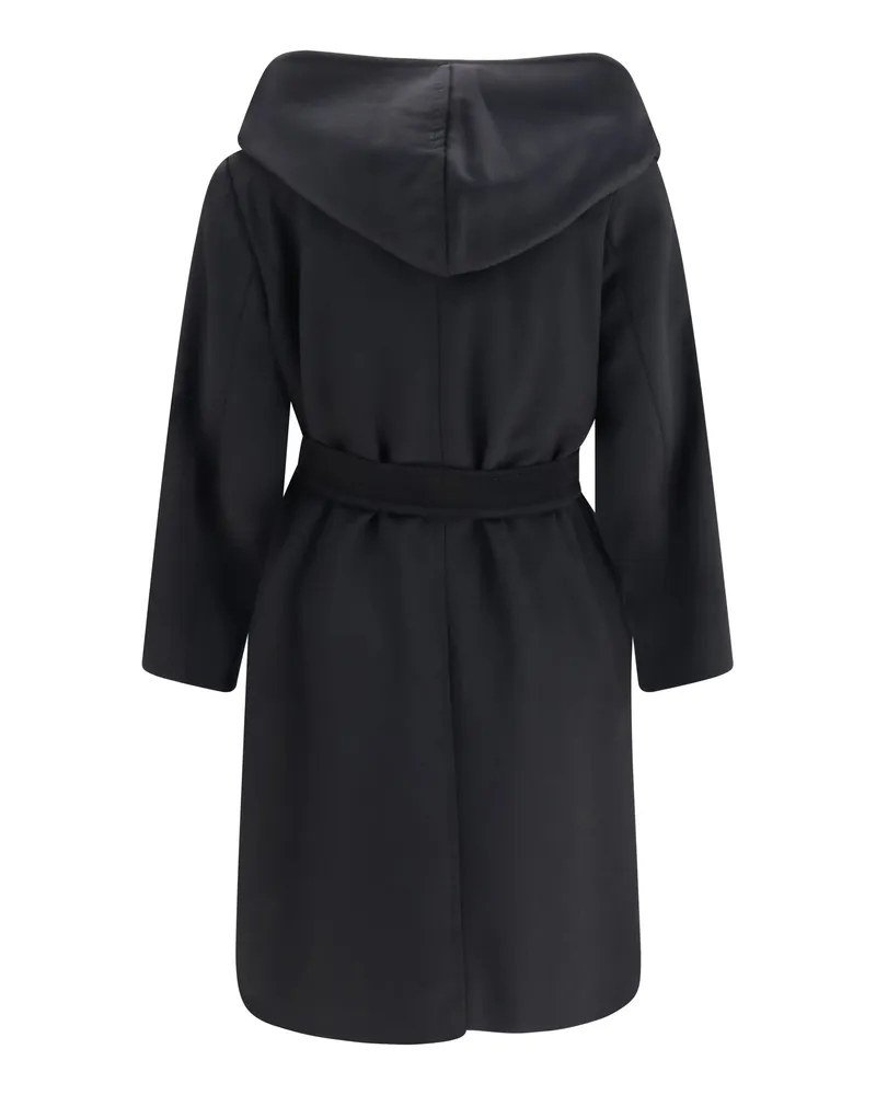 Max Mara Women's Robe Coat Double-Faced Wool Black Fleece (ovis Aries Black