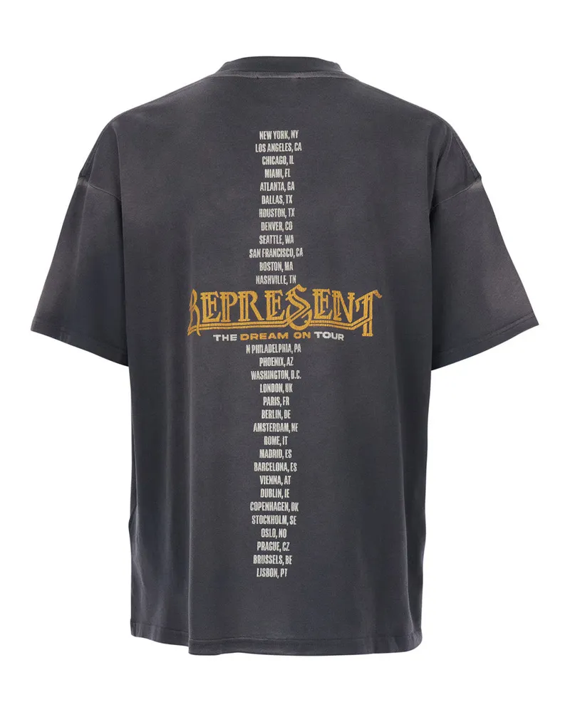 REPRESENT Men's T-Shirt With Graphic Print Grey Cotton T-Shirts And Polos Gray