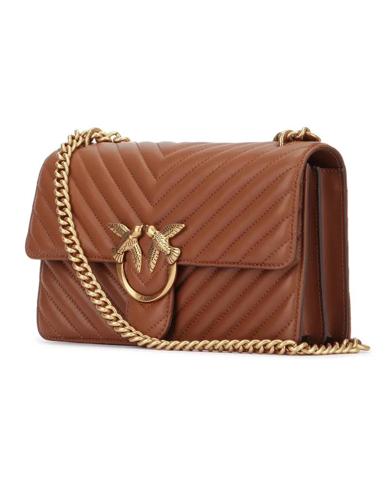 Pinko Women's Love One Classic Dc Sheep L17q Leather Borse A Mano Bag Brown