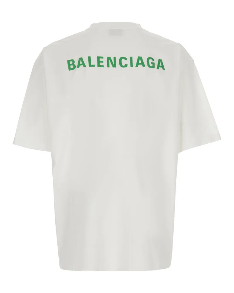 Balenciaga Logo-Embroidered Cotton T-Shirt — White White